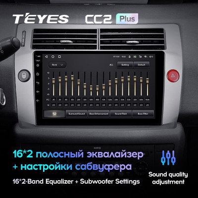 Штатная магнитола TEYES CC2 Plus 9.0" 4 Gb для Citroen C4 2004-2014