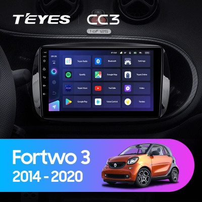 Штатная магнитола TEYES CC3 9.0" 3 Gb для Smart Fortwo 2014-2020