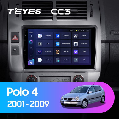 Штатная магнитола TEYES CC3 9.0" 4 Gb для Volkswagen Polo 2001-2009