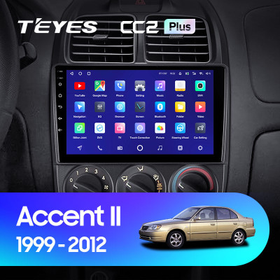 Штатная магнитола TEYES CC2 Plus 9.0" 4 Gb для Hyundai Accent 1999-2012
