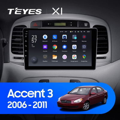 Штатная магнитола TEYES X1 9.0" 2 Gb для Hyundai Accent 2006-2011
