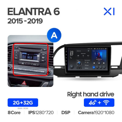 Штатная магнитола TEYES X1 9.0" 2 Gb для Hyundai Elantra 2015-2019 B