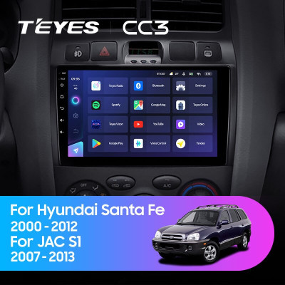 Штатная магнитола TEYES CC3 9.0" 6 Gb для Hyundai Santa Fe 2000-2012