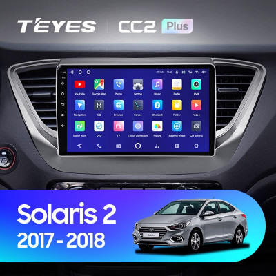 Штатная магнитола TEYES CC2 Plus 9.0" 3 Gb для Hyundai Solaris 2017-2018 B
