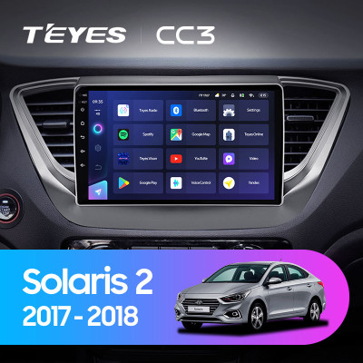 Штатная магнитола TEYES CC3 9.0" 6 Gb для Hyundai Solaris 2017-2018 B