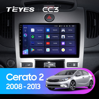 Штатная магнитола TEYES CC3 9.0" 6 Gb для Kia Cerato 2008-2013 B