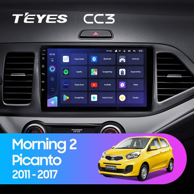 Штатная магнитола TEYES CC3 9.0" 6 Gb для Kia Picanto 2011-2017