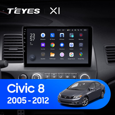Штатная магнитола TEYES X1 10.2" 2 Gb для Honda Civic 2005-2012 A