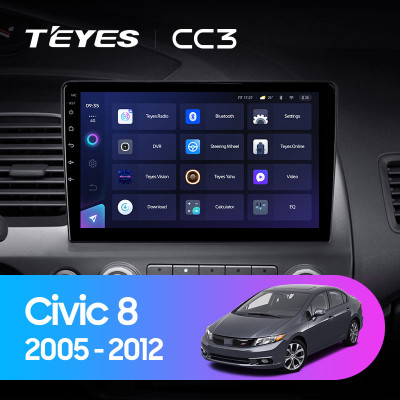 Штатная магнитола TEYES CC3 9.0" 6 Gb для Honda Civic 2007-2011 B