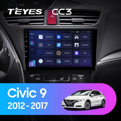 Штатная магнитола TEYES CC3 9.0" 6 Gb для Honda Civic 2012-2017