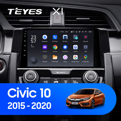 Штатная магнитола TEYES X1 9.0" 2 Gb для Honda Civic 2015-2020
