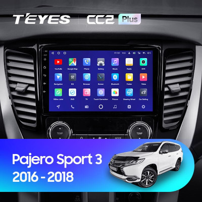 Штатная магнитола TEYES CC2 Plus 9.0" 4 Gb для Mitsubishi Pajero Sport 2016-2018