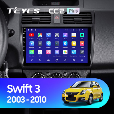Штатная магнитола TEYES CC2 Plus 10.2" 4 Gb для Suzuki Swift 2003-2010