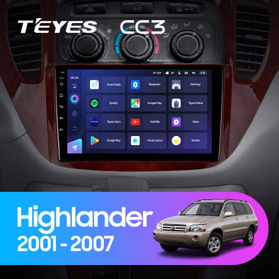 Штатная магнитола TEYES CC3 9.0" 3 Gb для Toyota Highlander 2001-2007 B