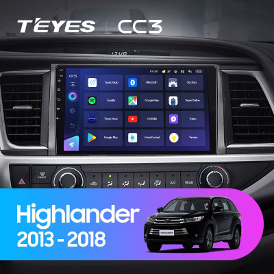 Штатная магнитола TEYES CC3 10.2" 6 Gb для Toyota Highlander 2013-2018 A