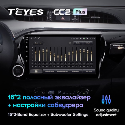 Штатная магнитола TEYES CC2 Plus 10.2" 4 Gb для Toyota Hilux 2015-2020 A