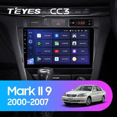 Штатная магнитола TEYES CC3 9.0" 3 Gb для Toyota Mark II 2000-2007