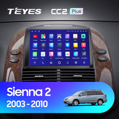 Штатная магнитола TEYES CC2 Plus 9.0" 4 Gb для Toyota Sienna 2003-2010