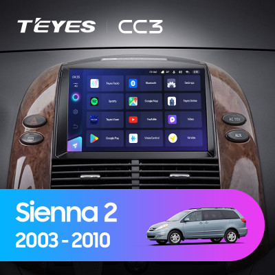 Штатная магнитола TEYES CC3 9.0" 4 Gb для Toyota Sienna 2003-2010