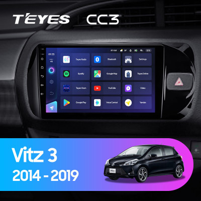 Штатная магнитола TEYES CC3 9.0" 6 Gb для Toyota Vitz 2014-2019